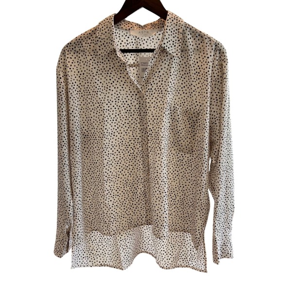 ASTR The Label Cream Olive Multi Dot Print Button Up Shirt Blouse Size Med NWT - Picture 4 of 13